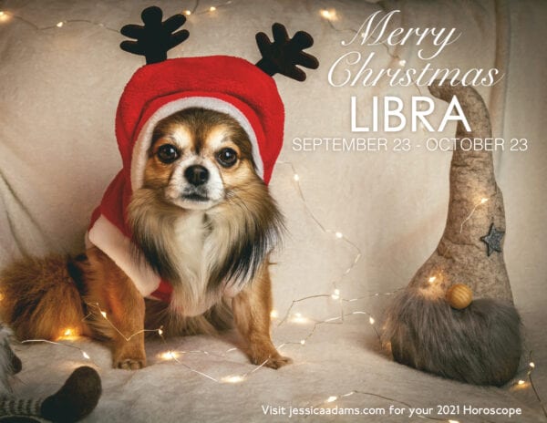 Libra Christmas 2020 Dog Animal Astrology Cards 600x464 - Animal Astrology Christmas eCards